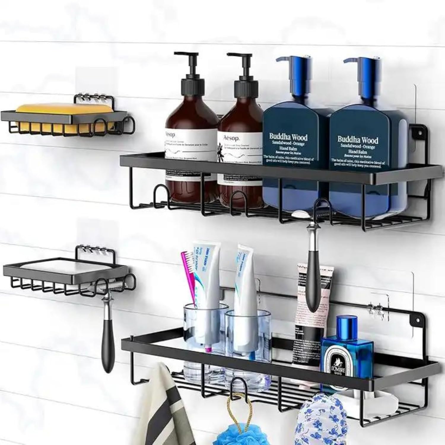 Kit com 4 Suportes, Suporte Para Shampoo Banheiro