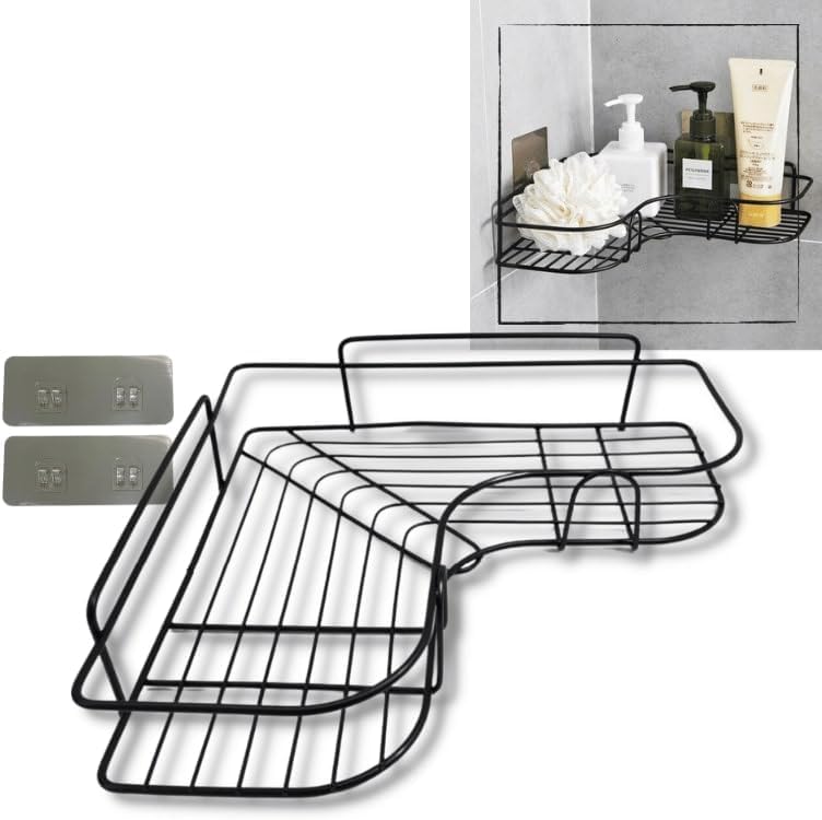 Porta Shampoo Sabonete Suporte De Canto Parede Banheiro(PRETO)