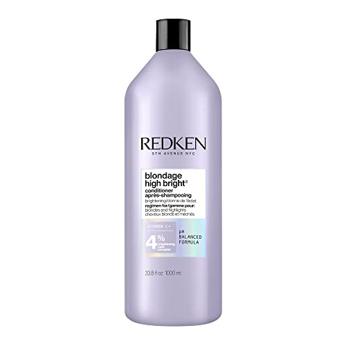 Redken Condicionador Blondage High Bright, Recupera a vitalidade e dá brilho em cabelos loiros e coloridos, Enriquecido com Vitamina C, Para cabelos loiros e coloridos, 1L