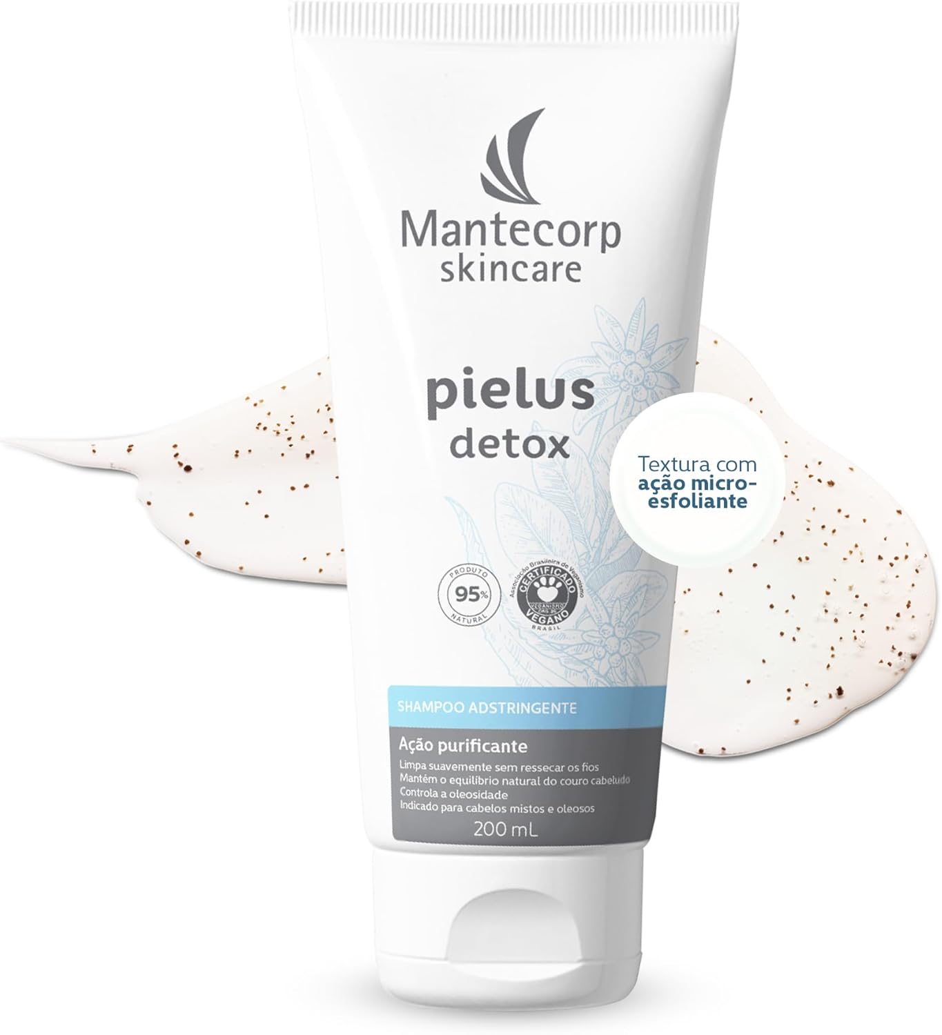 Mantecorp Pielus Detox 200ML – Shampoo Purificante para Controle da Oleosidade e Couro Cabeludo Equilibrado