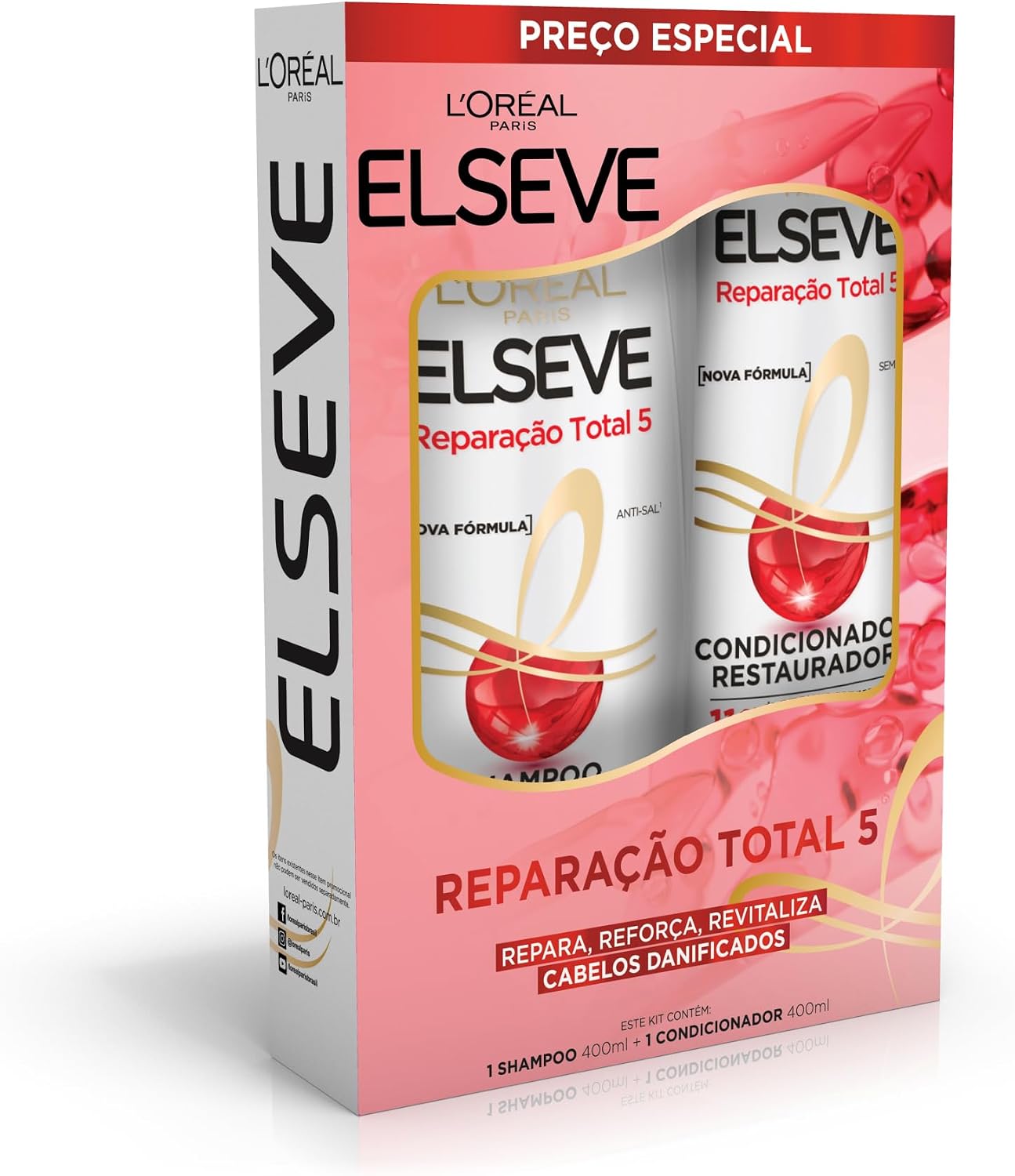 Kit L'Oréal Paris Shampoo 400ml + Condicionador 400ml Elseve Reparação Total 5.