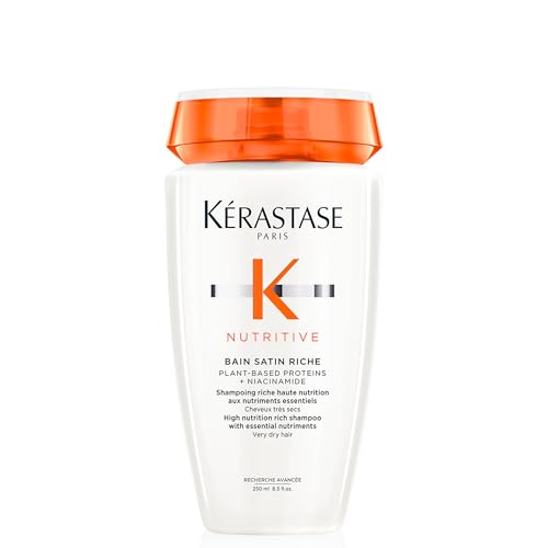 Kérastase Nutritive Bain Satin Riche Shampoo Nutritivo para Cabelos Finos e Médios, Secos e Ressecados, Nutrição Profunda com Ativos Anti-ressecamento 250ml