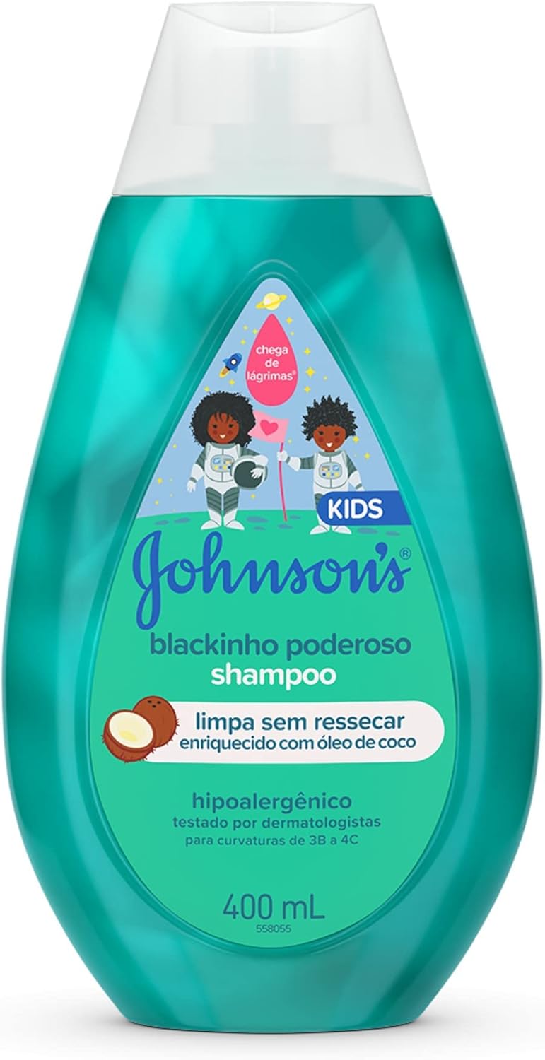 Shampoo Infantil Para Cabelos Crespos Johnson's Blackinho Poderoso, 400ml
