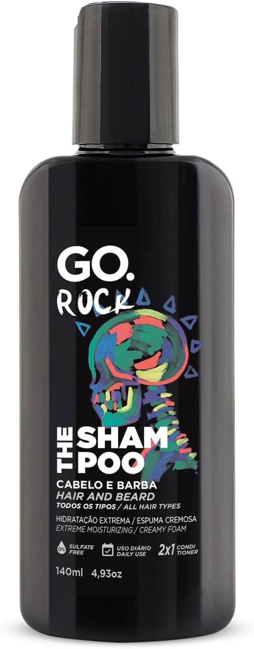 GO. Man Shampoo Cabelo E Barba Go Rock Hidratação Intensa Alta Espumação Ultra Condicionante Fragrância Ambarada